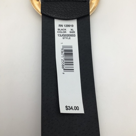 Jessica Simpson Womens Black Faux Leather Pebble Belt Gold Buckle Size XL NEW - Picture 3 of 8